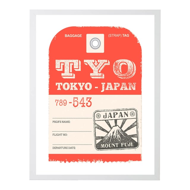 Tokyo Travel Ticket Print in White Shadowbox - 13" x 17" For Sale