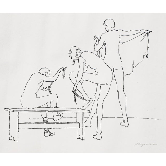 William Anzalone Black and White Abstract Figurative Drawing of Nude Female, 20th Century For Sale - Image 9 of 12