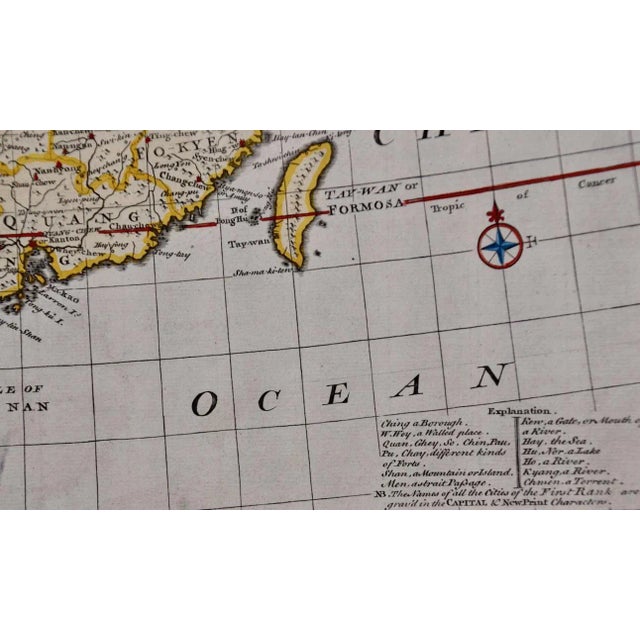 Sculpture Materials China: An Original 18th Century Hand-Colored Map by Emanuel Bowen , 1744 For Sale - Image 7 of 8