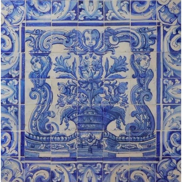 18th Century Portuguese Azulejos Tiles Panel with Vase Decor For Sale - Image 4 of 6
