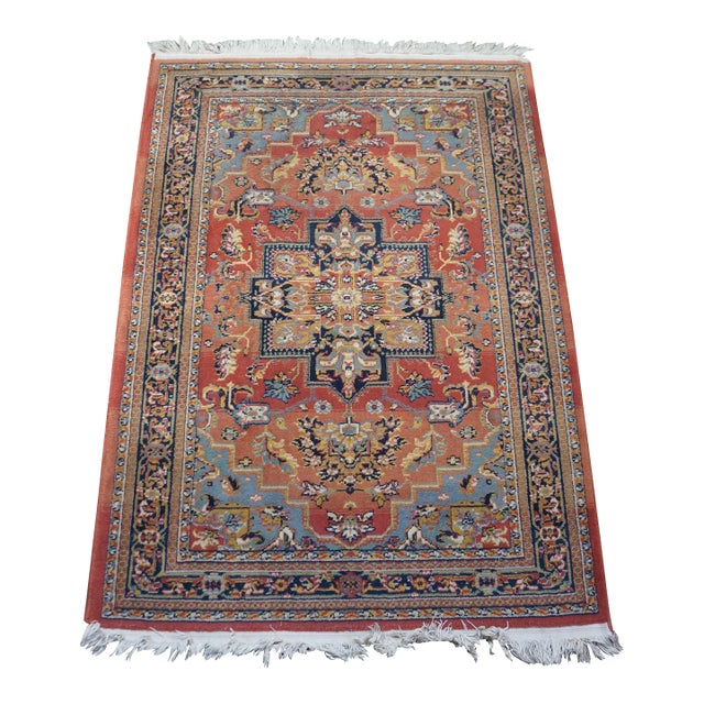 Vintage Belgian Oriental 100% Wool Floral Rug Runner Carpet Mat 46" X 65" For Sale