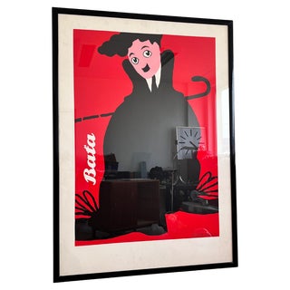 Large Original Charlie Chaplin Poster by Claudio Oliveira, Baťa, 1992 For Sale