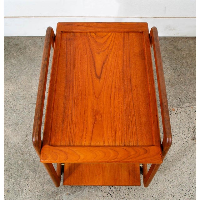 1960s Mid Century Danish Modern Serving Cart Trolley Teak Wood Rolling Bar Sika Mobler, Attributed For Sale - Image 4 of 11