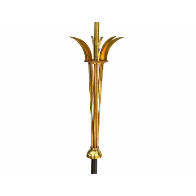 1950s Two Tone Patina Brass & Bronze French Midcentury Floor Lamp For Sale - Image 4 of 11