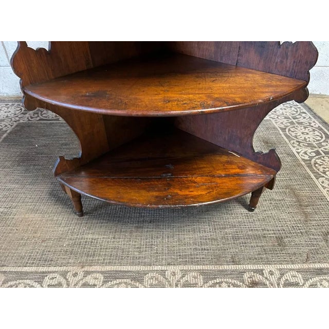 Antique Victorian Style Mahogany 4 Tier Corner Etagere Bookcase For Sale - Image 11 of 12