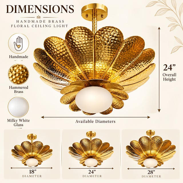 Handmade Brass Flower Chandelier, Hammered Lotus Ceiling Light, Antique Brass Floral Pendant, Art Deco Luxury Ceiling Fixture 28 Inches For Sale - Image 10 of 14