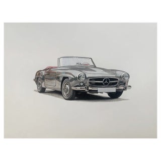 Michal Wojtysiak, Mercedes 190 SL, 2023, Acrylic on Paper For Sale