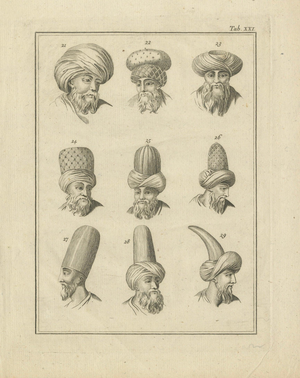 After Carsten Niebuhr, Ottoman Turban Study, 18th Century, 1774