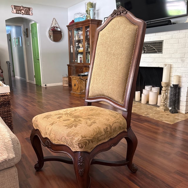 Late 20th Century French Louis XV Style High-Back Upholstered Dining Side Chairs - Set of 6 For Sale - Image 6 of 12