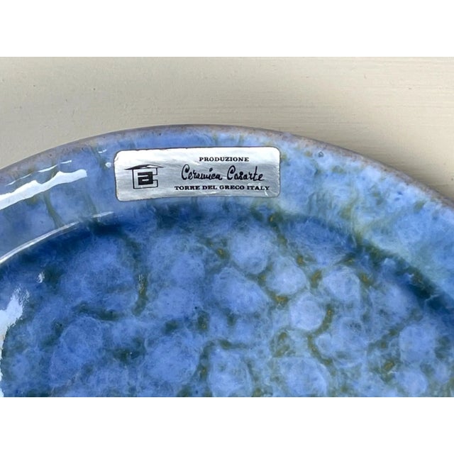 Ceramic Vintage Italian Studio Pottery Plate, Fabrizio Simone Blue Glaze (19.75 Cm) For Sale - Image 7 of 9