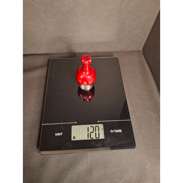 1990s Modern Enamel Pomegranate Dreidel Sevivon Solid Metal Gilt Hebrew Letters Base Stand For Sale - Image 14 of 14