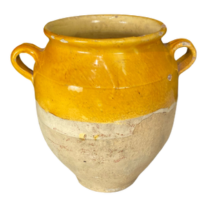 French Confit Pot With Yellow Glaze From the 19th Century #8811
