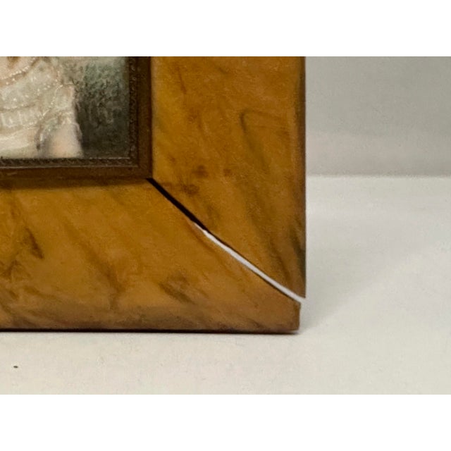 Early 20th Century Early 20th Century French Miniature Portrait Painting: La Belle Époque Young Maiden, Bakelite Frame For Sale - Image 5 of 9