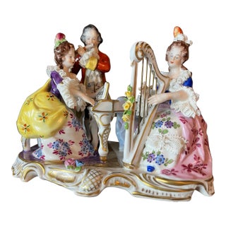 Vintage Muller Volkstedt Dresden Rocco-Baroque Style German Porcelain Musical Group For Sale