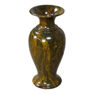 20th Century Chinese Yellow Green Natural Jade Carved & Polished Marble Vase Urn
