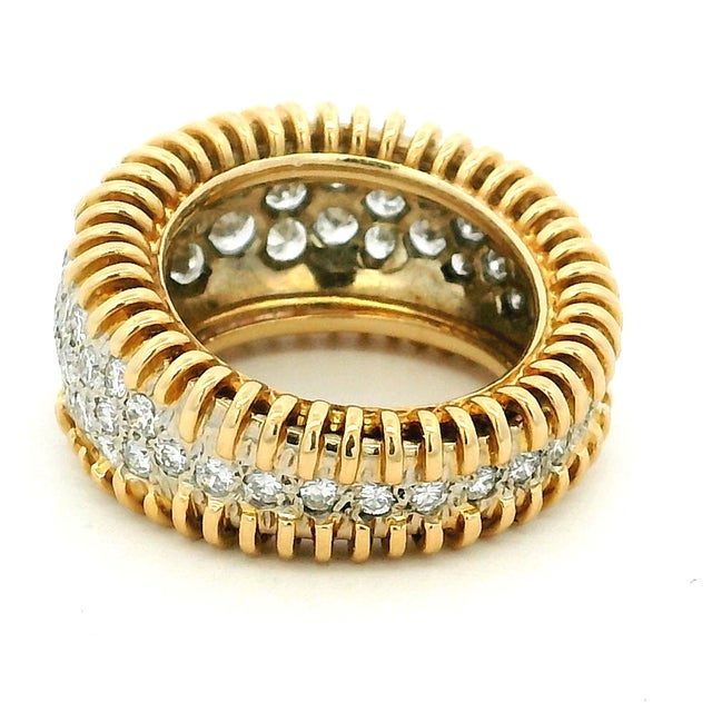 1980s Vintage 18k Gold Diamond Bombe Band Ring, Circa 1980s, Size 5.75 For Sale - Image 5 of 9