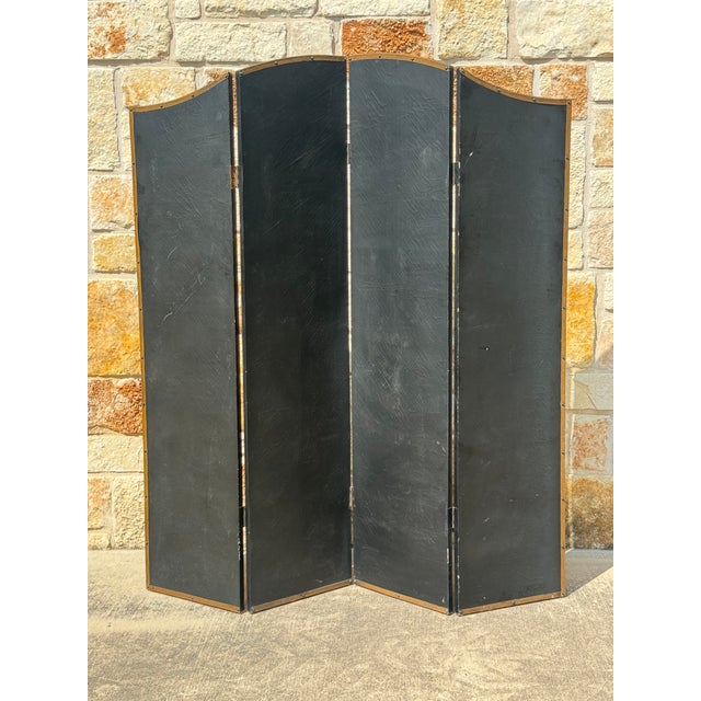 Vintage "Vernis Martin" Antique Style Hand-Painted 4-Panel Folding Screen Room Divider For Sale - Image 11 of 11