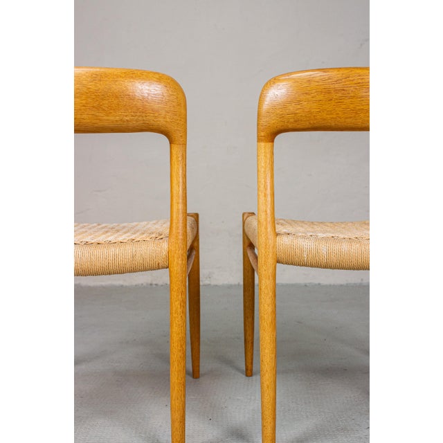 Mid-Century Danish No. 75 Chair in Oak by Niels Otto Møller for J.L. Møllers, 1960s, Set of 2 For Sale - Image 6 of 16
