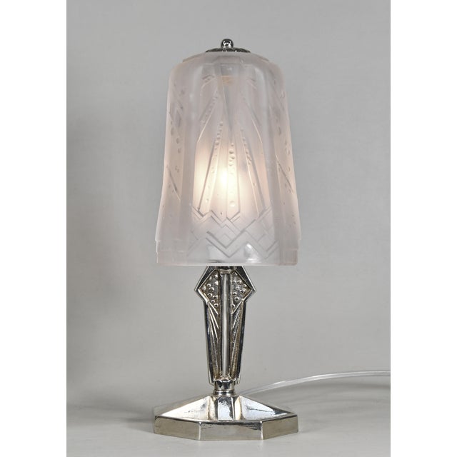 Muller Frères Muller Freres & Cherrier Et Besnus Geometric French Art Deco 1930s Table Lamp - A Pair For Sale - Image 4 of 9