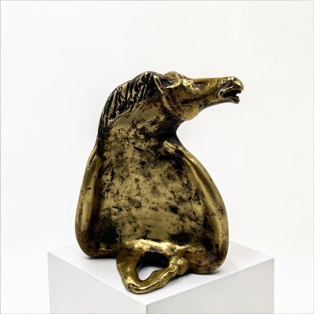 20th Century Italian Brass Horse Sculpture and Bookend, 1960s For Sale - Image 9 of 14