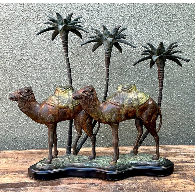 Vintage Patinated Bronze Camel Candleholder For Sale - Image 4 of 12