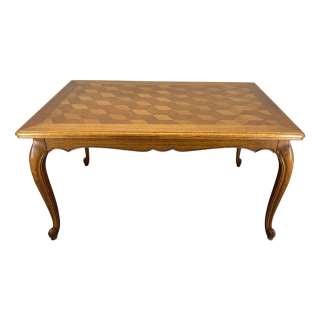 Vintage French Louis XVI Carved Oak Extendable Dining Table For Sale