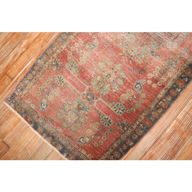 Red Antique Zabihi Collection Persian Kashan Runner For Sale - Image 8 of 9