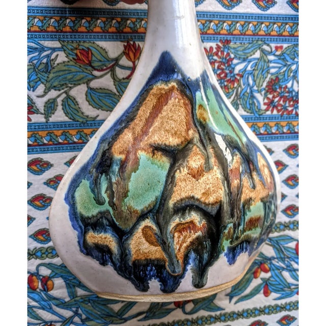 Vintage Studio Art Pottery Drip Glaze Sculptural Vase Signed Hoffman For Sale - Image 9 of 9