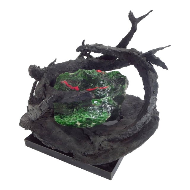 Margaret Peggy Reventlow, Abstract Sculpture 'Ten Fathoms' (Swimming Fish) Bronze With Glass Unique Piece For Sale