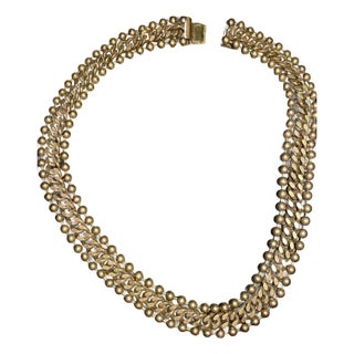 MCM Multi-Row Ball and Curb Link Collar Necklace in Classic Style of Fashion Houses Such as Coro or Rousselet. For Sale