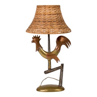 Wrought Iron Bird Table Lamp, 1940s For Sale