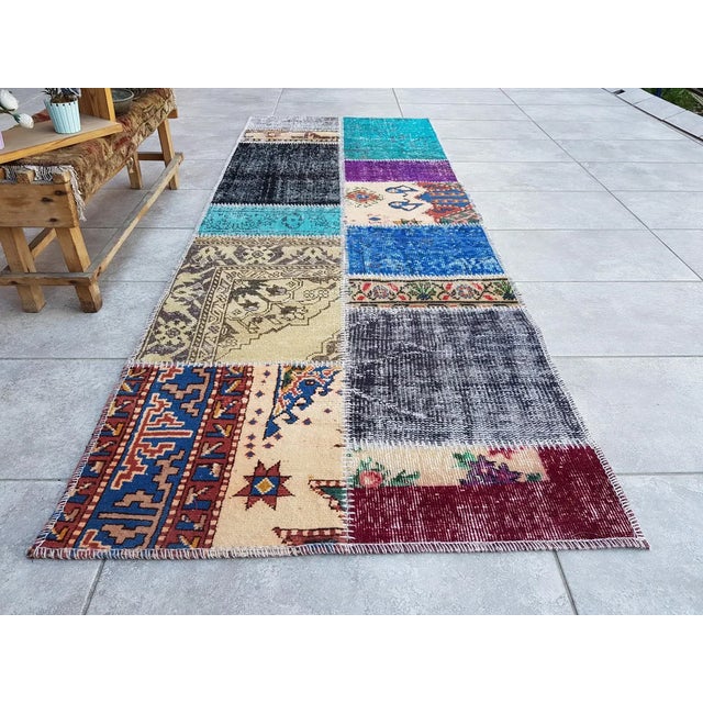 Bohemian Handknotted Vintage Runner Rug For Sale - Image 4 of 10