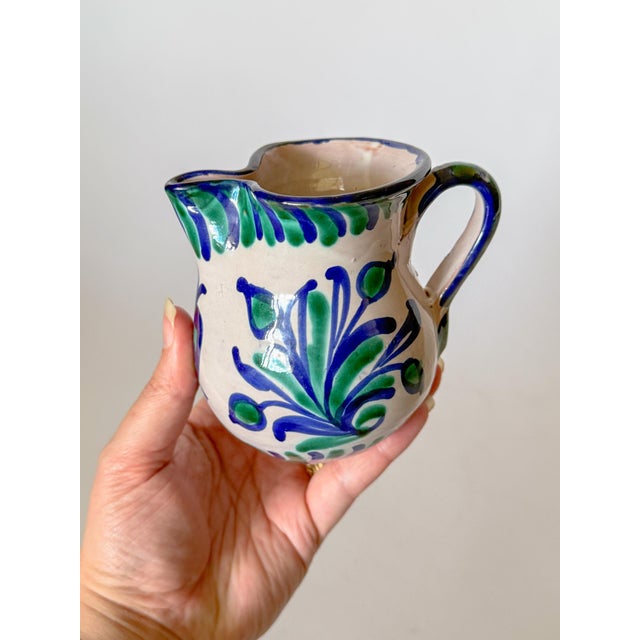 Spanish Fajalauza Majolica Hand Painted Large Creamer Pitcher For Sale - Image 11 of 17
