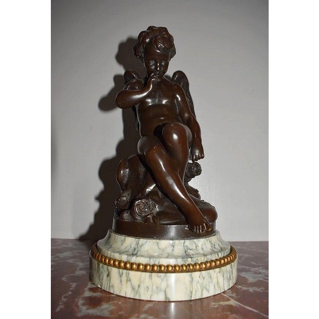 After E.M. Falconnet, Pensive Love, 1870, Bronze For Sale - Image 5 of 13