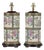 1980s Hand-Painted Rose Medallion Table Lamps with Court Scenes and Birds - a Pair For Sale