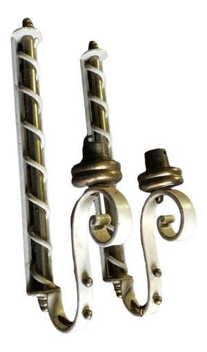 1925 French Art Deco Patinated & Gold Iron Wall Sconces by Raymond Subes - a Pair