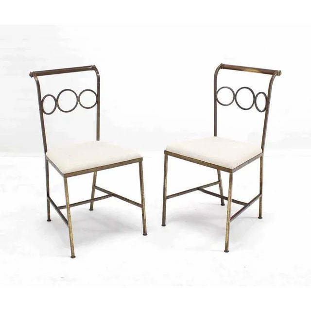Brass Dining Side Chairs in Style of Jean Royère - Set of 6 For Sale - Image 6 of 9