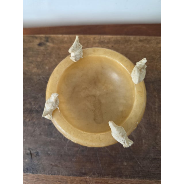 Vintage Italian Alabaster Bird Bowl, Hand Carved Alabaster Compote, Mid Century Italian Stone Dish, Hollywood Regency Decor For Sale - Image 11 of 11