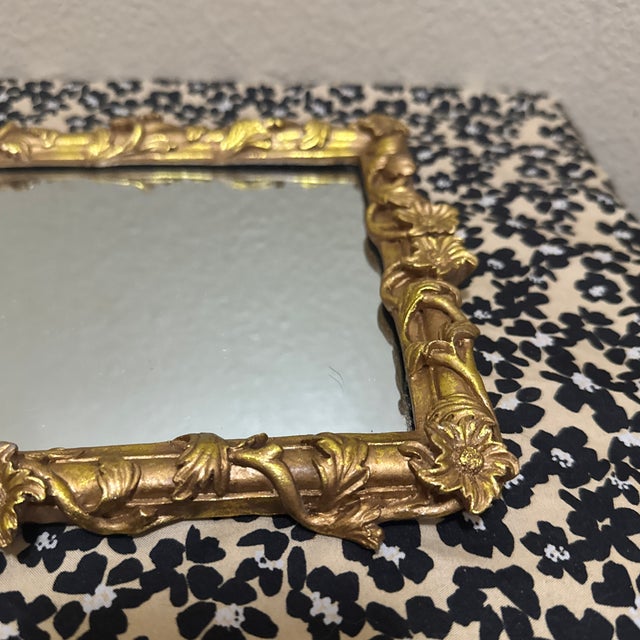 Traditional 1980s Small Ornate Wall Mirror in Gold Tone For Sale - Image 3 of 6