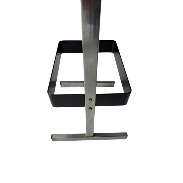 Black Mid-Century Modern Bar Stools with Black Leather Seats, 1970s, Set of 4 For Sale - Image 8 of 14