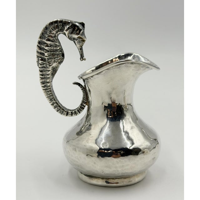 1950s Los Castillo Taxco Seahorse Silver Plate Creamer & Sugar Set For Sale - Image 17 of 18