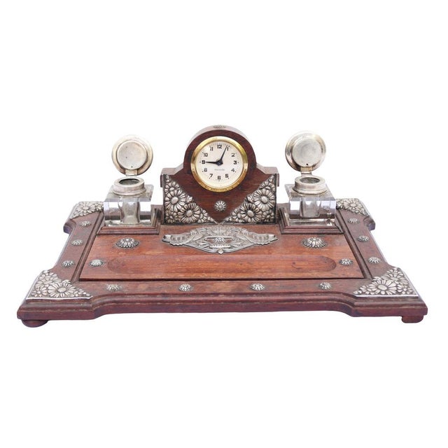 Brown Sterling Silver Inkwell, 19th Century, Set of 3 For Sale - Image 8 of 14