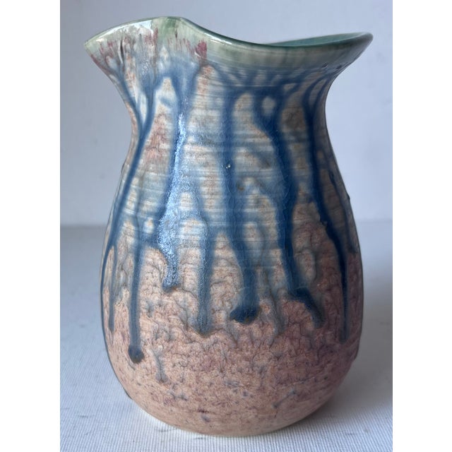 This wonderful handmade studio Art Pottery Turquoise on Burnt Orange glazed creamer pitcher is perfect to use or just...