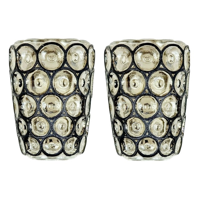 Mid-Century Modern Glass Wall Lights from Limburg, Germany, 1960s, Set of 2 For Sale