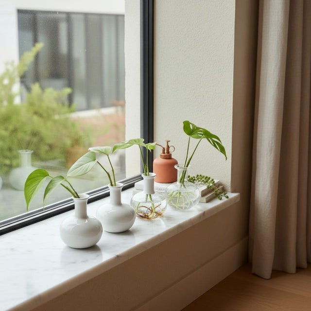 Elevate your home decor with the Petite White Ceramic Weed Pot Bud Vases by Dansk, a charming set of four that seamlessly...