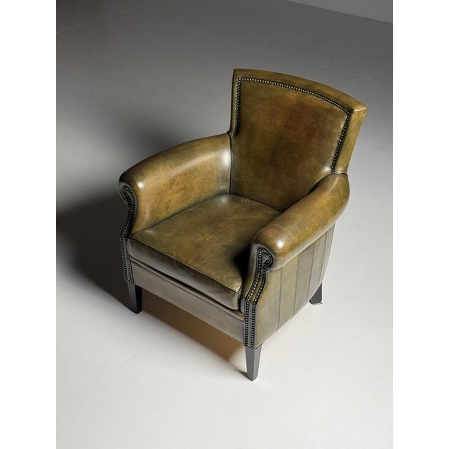 Green Sheepskin Club Armchair For Sale - Image 9 of 15