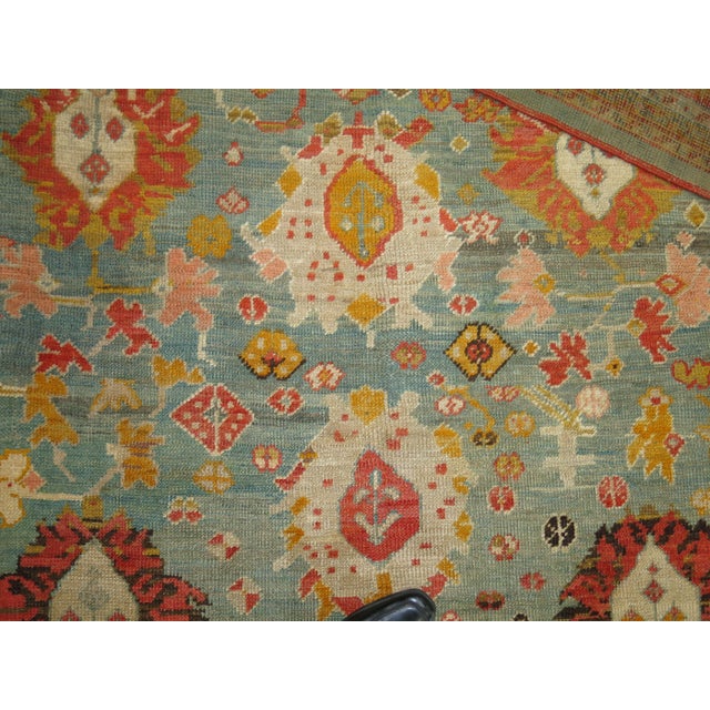 Green Orange Antique Oushak Rug For Sale In New York - Image 6 of 18
