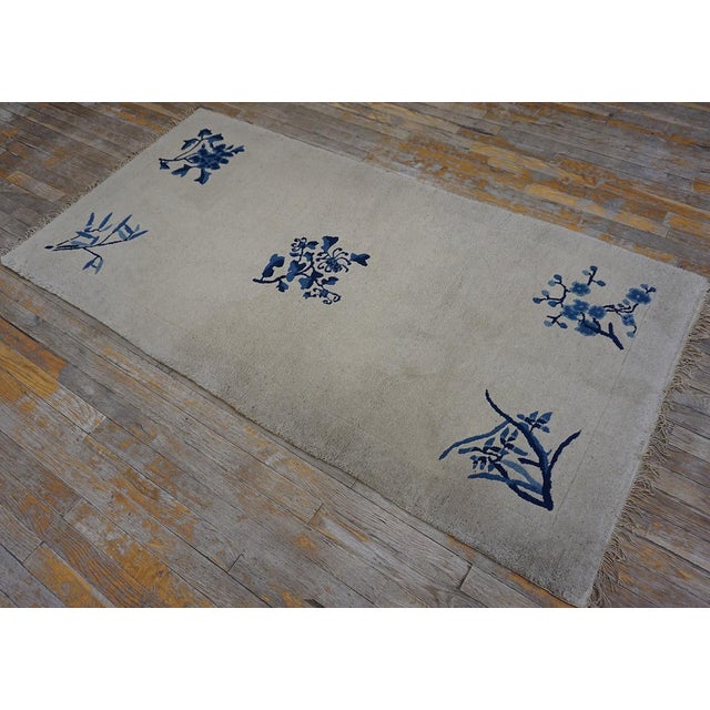 Chinese Impressive Beige Bakcground Color With Minimalist Styles Antique Chinese Peking Rug For Sale - Image 3 of 7