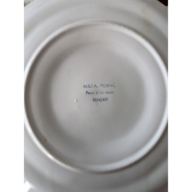 Vintage Ceramic Oyster Plates from Mbfa Pornic, France, 1980s, Set of 6 For Sale - Image 3 of 8