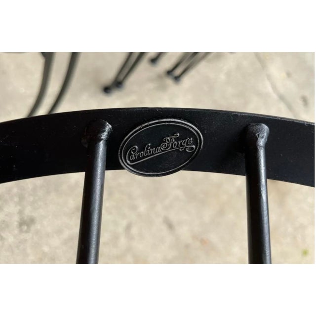 1990s Woodard Pinecrest Attributed Outdoor Wrought Iron Dining Set 7 Pieces For Sale - Image 11 of 12